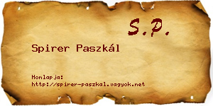 Spirer Paszkál névjegykártya